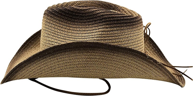 Holiberty Mens Straw Cowgirl Cowboy Hat Women Floppy Packable Wide Brim Sun Hat UPF50 Western Panama Travel Beach Cap Fedora Bucket Hat - Image 4